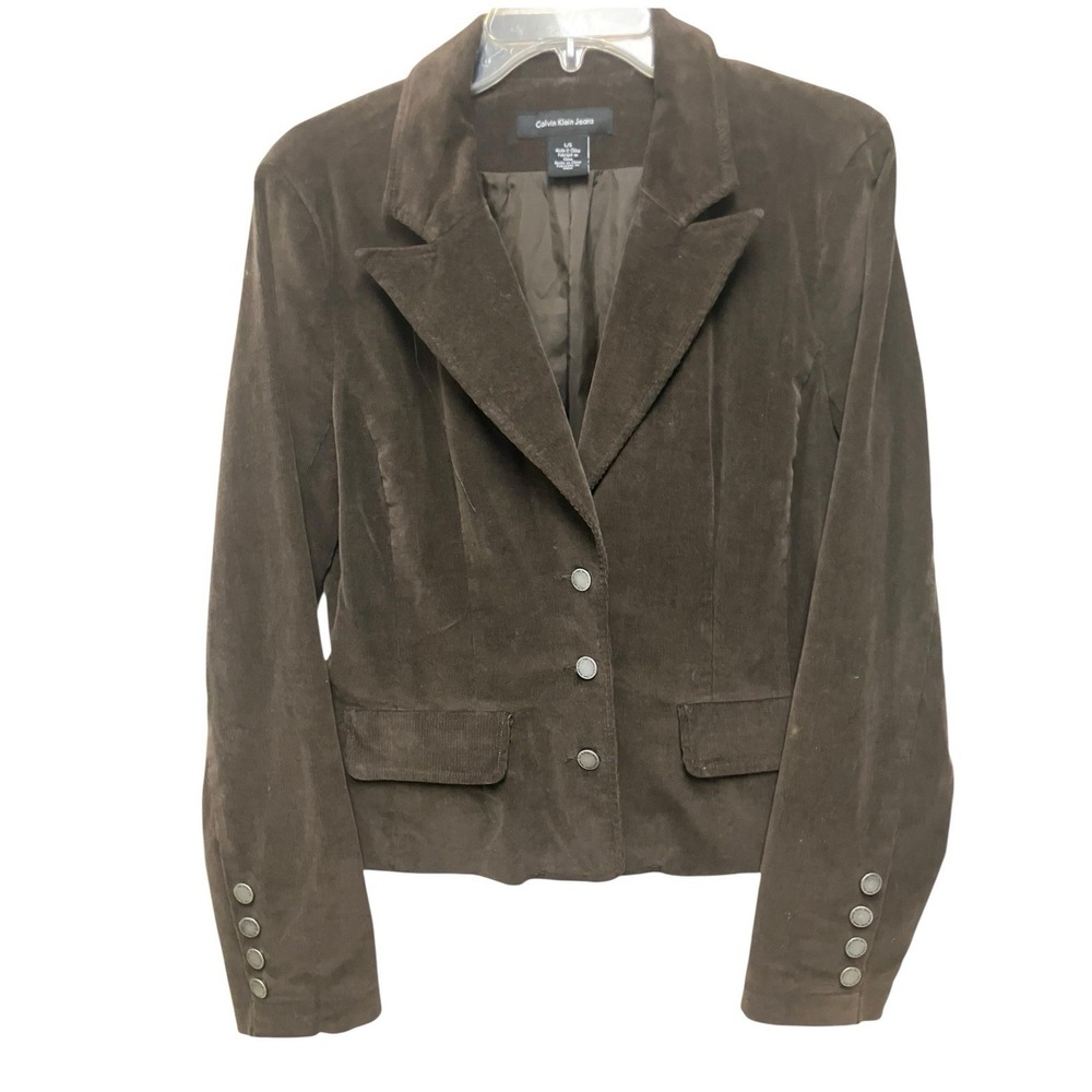 CALVIN KLEIN JEANS Blazer Brown Cotton Corduroy Western Equestrian Preppy Large - Picture 1 of 10
